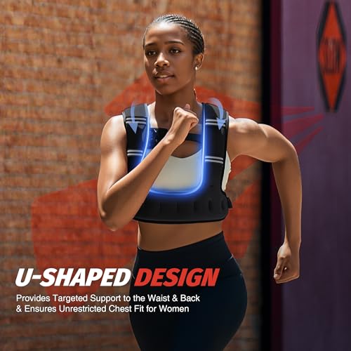 ZELUS Weighted Vest for Women & Men, U-Shaped Running Vest with Arm Pocket - color: Black, size: 12LB