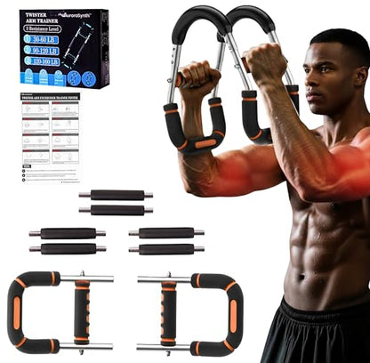 Twister Arm Trainer, Adjustable Chest Workout Equipment with 6 Resistance Levels Springs (30-160 Lbs), Arm Trainer for Men & Women, Detachable Home Gym Fitness Trainer with Anti-Slip Handles - color: Orange 30-60, 90-120, 120-160 lbs
