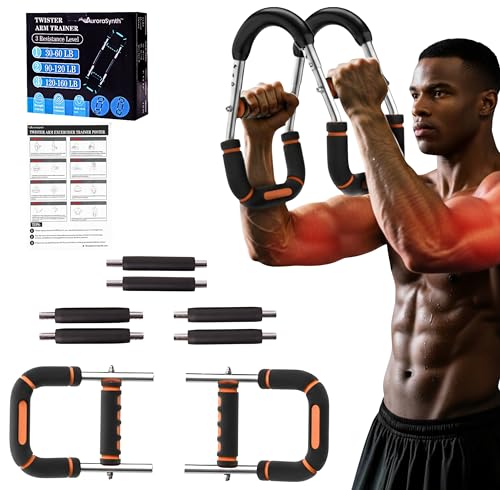 Twister Arm Trainer, Adjustable Chest Workout Equipment with 6 Resistance Levels Springs (30-160 Lbs), Arm Trainer for Men & Women, Detachable Home Gym Fitness Trainer with Anti-Slip Handles - color: Orange 30-60, 90-120, 120-160 lbs