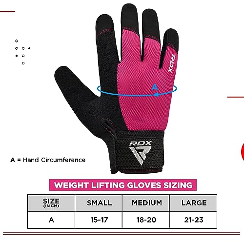 RDX Weight Lifting Gloves Gym Workout, Full Finger Touch Screen, Breathable Anti Slip Padded Palm Protection, Fitness Strength Training Powerlifting HIIT WOD Exercise, Men Women Home Gym Cycling - color: PINK, size: Large
