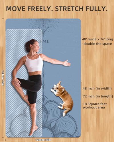 Large Yoga Mat (75.5"x47.6"x0.4"）Extra Wide & Thick 10mm | Non-Slip Exercise Mat, High-Density TPE Mat for Yoga Pilates & Home Gym Workouts