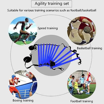 Football Training Equipment | Speed Agility Training Set, Including 1 Agility Ladder, 4 Steel Piles,12 Disc Cones,1 Resistance Umbrella .| for Athletes/Sports Including Football & Basketball