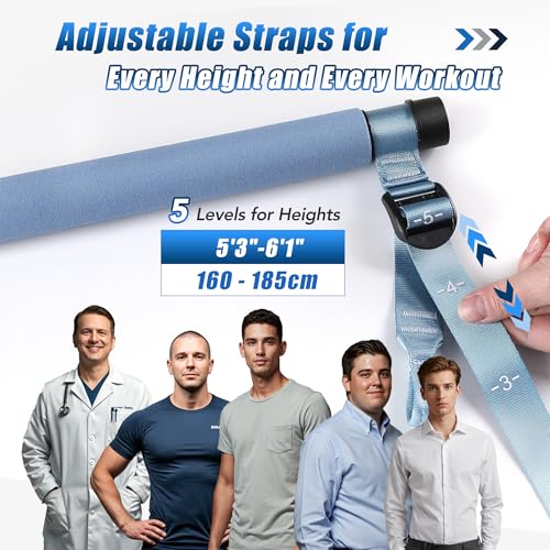 Upgraded Pilates Bar Kit with Resistance Bands Natural Latex for Women & Men, Heavy-Duty Stainless Steel Multifunctional Yoga Pilates Stick for Home Gym Exercise Fitness Equipment Full-Body Workouts