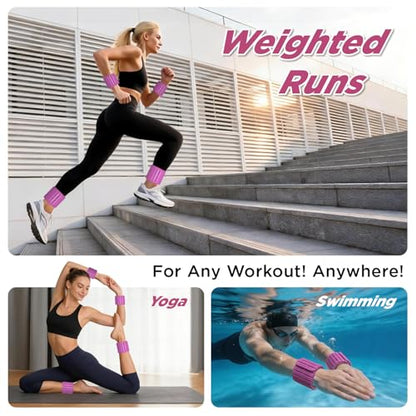 Magnetic Ankle Weights for Women Men Set of 2 (1 lb Each) Adjustable Wrist Weights for Pilates, Yoga, Workout and Daily Training