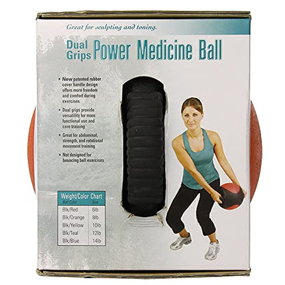 AEROMAT Dual Grip Power Medicine Balls for Abdominal Training and Rotational Movements - 9" Diameter - Weights Color-Coded