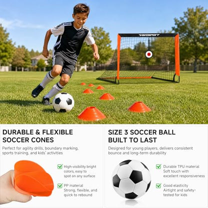 2 Pack Kids Soccer Goals for Backyard Set, 4x3 ft Pop Up Soccer Goal - color: Black Orange