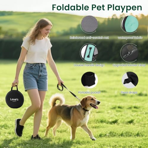 Love's Cabin Medium Dog Tent Crate, Portable Foldable Pop Up Dog Kennel Playpen with Carrying Case (Green) - color: Green, style: Medium