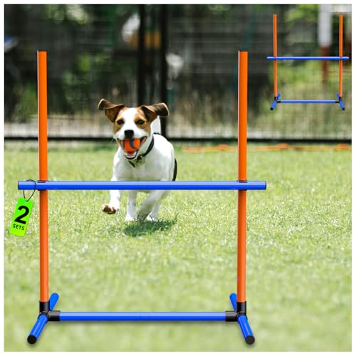 4Set Dog Agility Jumps Hurdle Course Training Equipment for Dogs, Indoor Outdoor Backyard Exercise Equipment