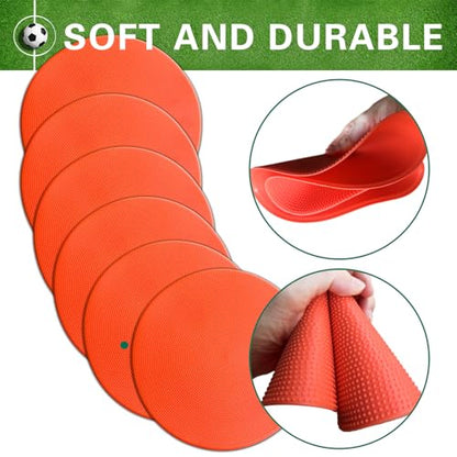 Poly Spot Markers 4 inch/9 inch Non-Slip Rubber Agility Training Markers Floor Dots Flat Field Cones for Football, Soccer, Basketball, School Exercise Drills, Dance Practice - style: 9 inch 18 Pcs Orange Red (TPE)