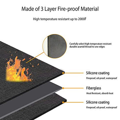 40x60 Inch Under Grill Mat for Outdoor Grill Deck Patio Protector Extra Large Silicone Fireproof Waterproof Oil-Proof Fire Pit Matt BBQ Barbecue Pad - style: 40''x60''