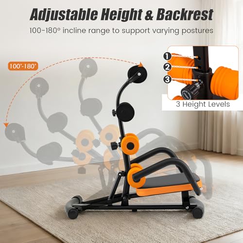 GYMAX Ab Machine, Adjustable Sit Up Exercise Equipment with Foam Roller & Handle, Multifunctional Workout Ab Trainer for Home Gym, Core Muscle Exercise Bench Press for Men Women