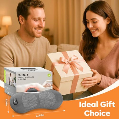 Rechargeable Cordless Lower Back Massager with Heat & Vibration - 3-in-1 Dynamic Lumbar Traction Device for Spine Decompression, Comfort & Muscle Tension Relief