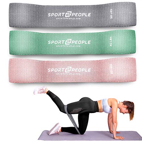 Cotton Resistance Bands Set of 3 for Booty, Legs, Glutes, Hips and Upper Body - Exercise Circle Loop Bands for Total Body Workout - Durable, Strong, Non-Slip