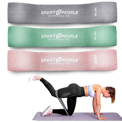 Cotton Resistance Bands Set of 3 for Booty, Legs, Glutes, Hips and Upper Body - Exercise Circle Loop Bands for Total Body Workout - Durable, Strong, Non-Slip