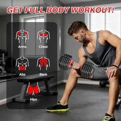 Adjustable Dumbbells Set, All in One Free Weights Dumbbells Set, 25/55/52.5lbs Weights Set with Anti-Slip Handle, 1 Sec Adjust Exercise & Fitness Equipment for Home Gym Strength Training