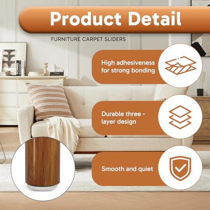 16PCS Furniture Sliders for Tile Floors, Furniture Sliders for Carpet, 1 Inch Size for Hardwood Floors and Tile, Beige Moving Sliders for Easy Furniture Moving