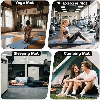 Non-slip TPE Yoga Mat for Women & Men,72"x24" Double-Sided Workout Mat for Home Gym Pilates Fitness,1/4 Inch Packable Lightweight Exercise Mat with Strap for Travel,Non Toxic Exercise Floor Mat
