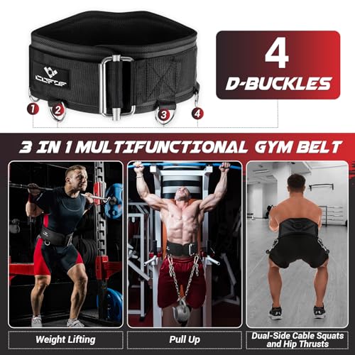 3-in-1 Weighted Pull Up Belt, Weight Lifting Dip Belt with 40.6 IN Chain & Self Locking, Weighted Gym Belt for Pull Up, Squat, Powerlifting & Deadlift, Capacity Up to 350 LBS - size: Medium(33-37''/83-93CM)