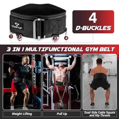 3-in-1 Weighted Pull Up Belt, Weight Lifting Dip Belt with 40.6 IN Chain & Self Locking, Weighted Gym Belt for Pull Up, Squat, Powerlifting & Deadlift, Capacity Up to 350 LBS - size: Large(37-42''/93-106CM)