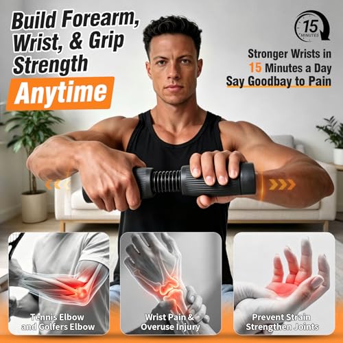 Forearm & Wrist Strength Trainer, Adjustable Resistance Forearm Exerciser with Interchangeable Springs Design, Beginner to Advanced Portable Arm Exercise Equipment for Home, Gym, Office