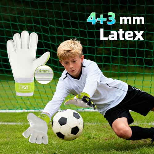 Sportout Youth&Adult Goalie Goalkeeper Gloves,Strong Grip for The Toughest Saves, with Finger Protect & 4+3MM Latex to Give Splendid Protection to Prevent Injuries,4 Colors