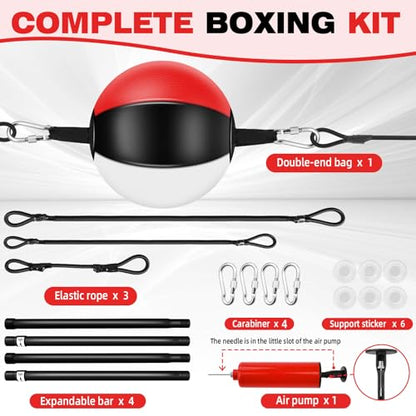 Doorway Punching Bag Double End Bag for Boxing, No Wall Installation Boxing Training Set with Bungee Cords, Double End Punching Ball Striking Equipment for Training at Home & Gym