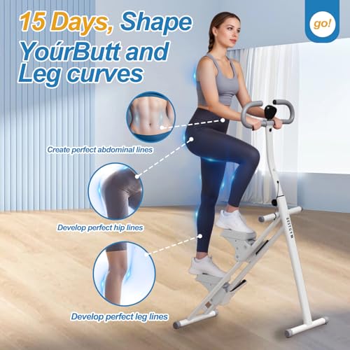 Stepper Machine Adjustable Handles, Compact Stepper Exercise Machine with LCD Display for Home Cardio Workout - color: White