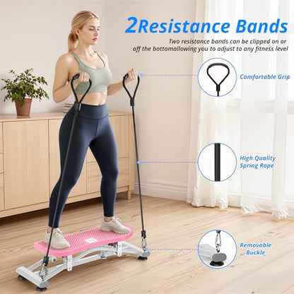 Balance Board with Resistance Bands, Versatile Rocking Stepper, Wobble Board Featuring LCD Monitor, 330 lbs High-Capacity Ski Twister Trainer for Full Body Exercise at Home