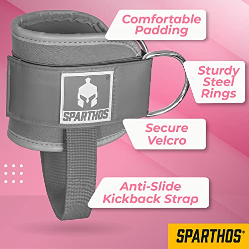 Sparthos Kickback Ankle Straps for Gym Cable Machines, Glute Cuff, 2-Pack - color: Iron Gray (Pack of 2)