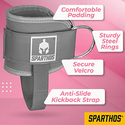 Sparthos Kickback Ankle Straps for Gym Cable Machines, Glute Cuff, 2-Pack - color: Iron Gray (Pack of 2)
