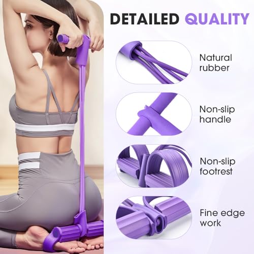 Pedal Resistance Bands with Handles, Multifunction Tension Rope for Full Body Workout, Yoga, Stretching, Arm Leg Waist Exercise, Portable Elastic Band
