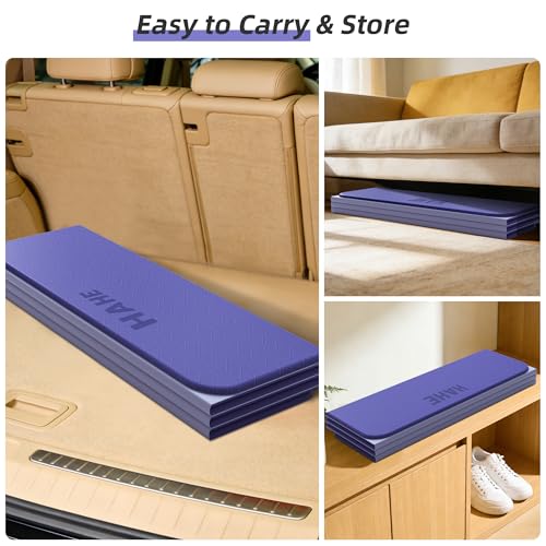 HAHE Foldable Yoga Exercise Mat, 74"Lx32"Wx1/3"Thick, TPE Workout Mat - color: Deep Purple+Light Purple