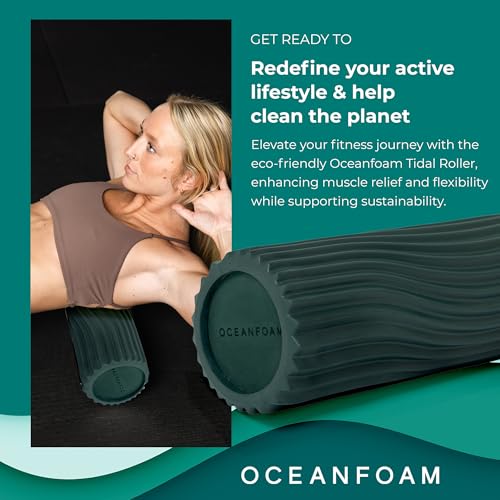 Tidal Roller - Hunter - Muscle Massage Foam Roller for Back Pain & Stretching - Firm and Ergonomic Wide Wave Textured - Yoga, Athletics, & Wellness - Full Size, 20" x 5" - color: Hunter