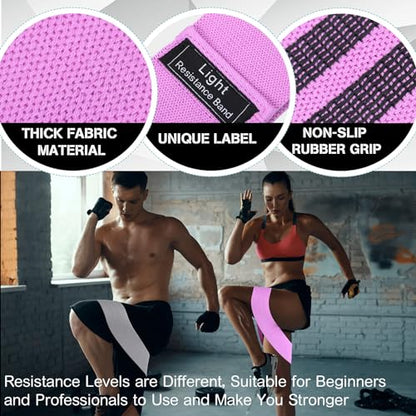 Shappy 20 Pcs Fabric Resistance Bands for Working Out Women Men 5 Levels Non Slip Stretch Workout Bands for Hip Thigh Booty Elastic Exercise Bands for Leg Pilates Squat Yoga Pull Up Workout