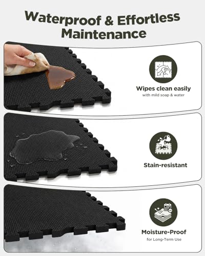 1/2" Thick 16 Pcs 64 Sq Ft EVA Foam Puzzle Exercise Mats, High-Density Interlocking Foam Floor Tiles for Home Gym, Gym Mat for Workout Equipment & Direct Exercise, Floor Padding for Kids