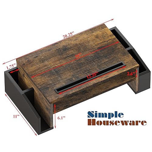 Simple Houseware Desk Monitor Stand Riser w/ Adjustable Tray, Rustic Brown - color: Rustic Brown