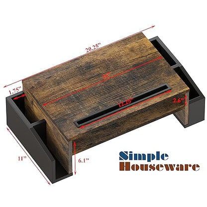 Simple Houseware Desk Monitor Stand Riser w/ Adjustable Tray, Rustic Brown - color: Rustic Brown