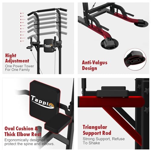 Power Tower Pull Up Bar for Home Gym, Multi Functional Pull Up Bar Stand Dip Bar Station, Adjustable Height Workout Dip Station Strength Training Fitness Equipment