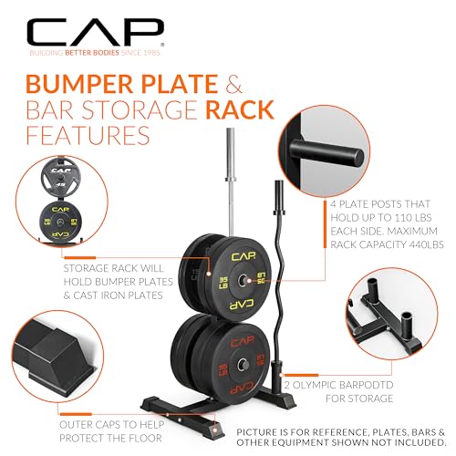CAP 2-inch Olympic Bumper Plate Weight Set | 100-370 lbs | Multiple Colors | Storage Rack Optional
