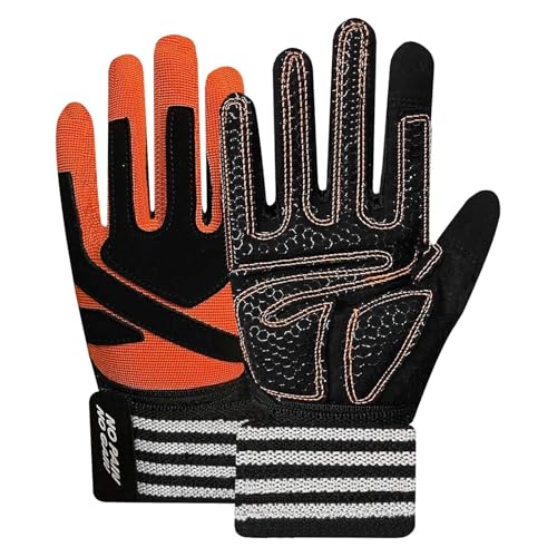 FINGER TEN Weightlifting Workout Gloves Men - color: Full-Orange, size: Small