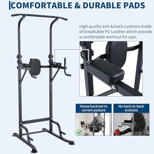 Adjustable Power Tower Pull Up Dip Station Multifunction Strength Training