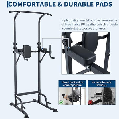 Adjustable Power Tower Pull Up Dip Station Multifunction Strength Training