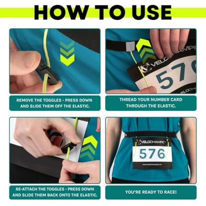 VeloChampion Lightweight Running Belt Waist Pack for Men Women - Elasticated Stretch Fit Race Number Holder - No Pins - 3 Sizes - Run. Triathlon. Cycle. Marathon. Jogging (1, Large) - size: Large