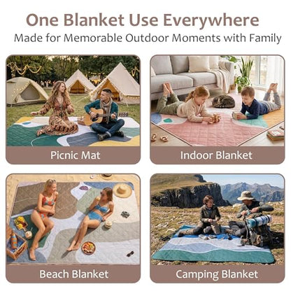 Exclusivo Mezcla Extra Large Waterproof Picnic Blankets 3 Layer, Sandproof and Foldable Outdoor Blanket for Beach Camping, Park and Travel - color: Abstract Red