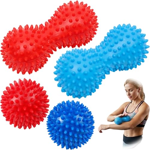 4-Pack Spiky Massage Ball, Spikey Ball for Deep Tissue Relief, Foot Massage Ball and Acupressure Ball for Muscle Recovery, PVC Material for Durable Use