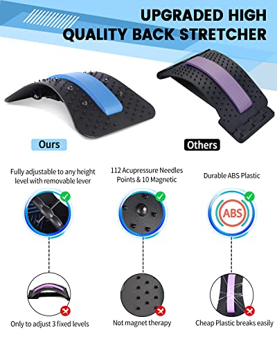 HOEUSH Back Stretcher Lumbar Back Cracker Massager, Multi-Level Support, Heat & Speed Control, Black, Sciatica, Battery Powered, Home Use