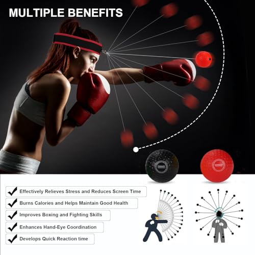 Dermasy® Upgraded Boxing Reflex Ball, Boxing Training Ball with Headband Perfect for Reaction, Punching Speed, Fight Skill, Fitness, Newst Boxing Equipment