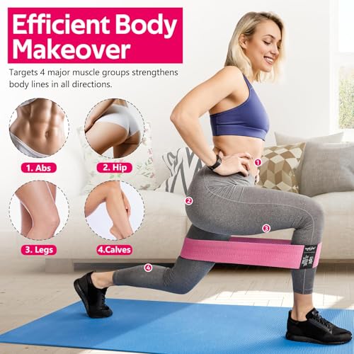 Fabric Resistance Bands for Working Out, Exercise Bands for Glutes and Legs - color: 3.Grey,Pink,Black