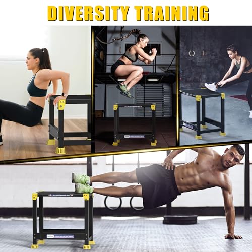 GanFindX Steel Plyo Box, 17×13 Inch Surface Metal Plyometric Jumping Box - color: Black