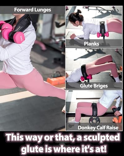 Hip Thrust Belt for Weights and Ankle Resistance Bands With Cuffs for Working Out,Hip Thrust Belt for Dumbbells Heavy, Kettlebells, Plates,Hip,Leg and Booty Builder, Glute Bridge Band